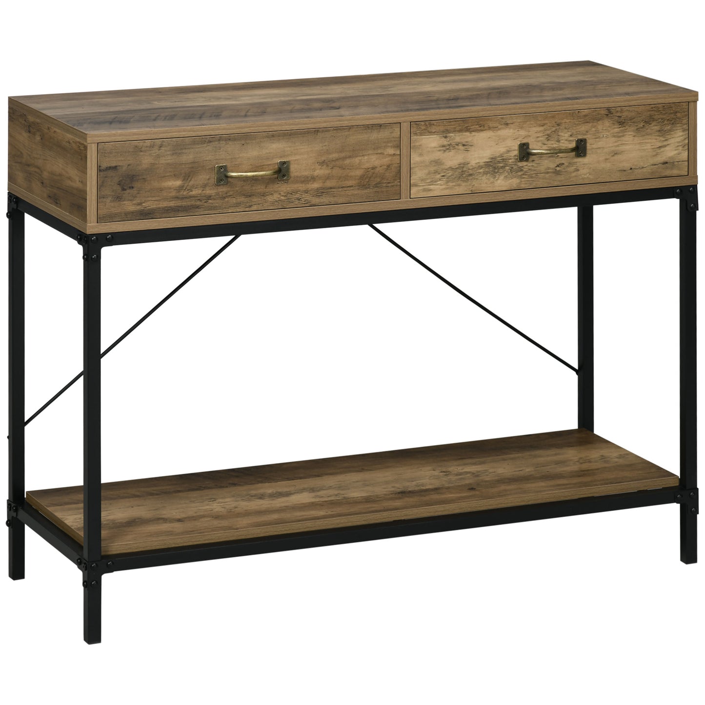 Console vintage avec tiroirs rangement 99 cm