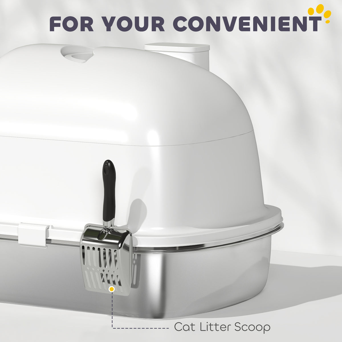 Litière pour chat en acier inoxydable avec scoop