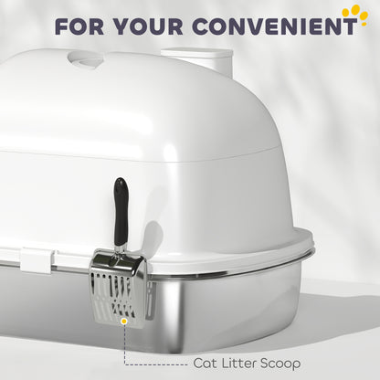 Litière pour chat en acier inoxydable avec scoop