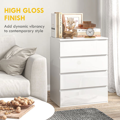 Commode 4 tiroirs fini haute brillance pour chambre