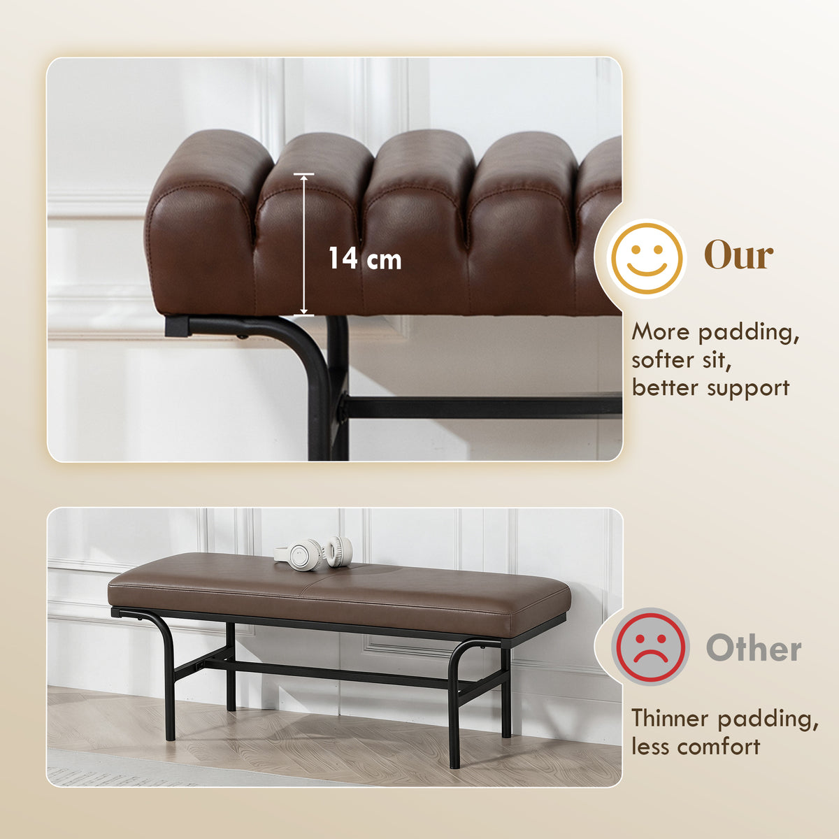Banc de lit cylindrique en similicuir