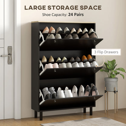 Armoire à chaussures 3 tiroirs rabattables 24 paires
