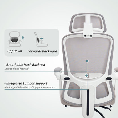 Chaise de bureau ergonomique avec support lombaire ajustable et appui-tête
