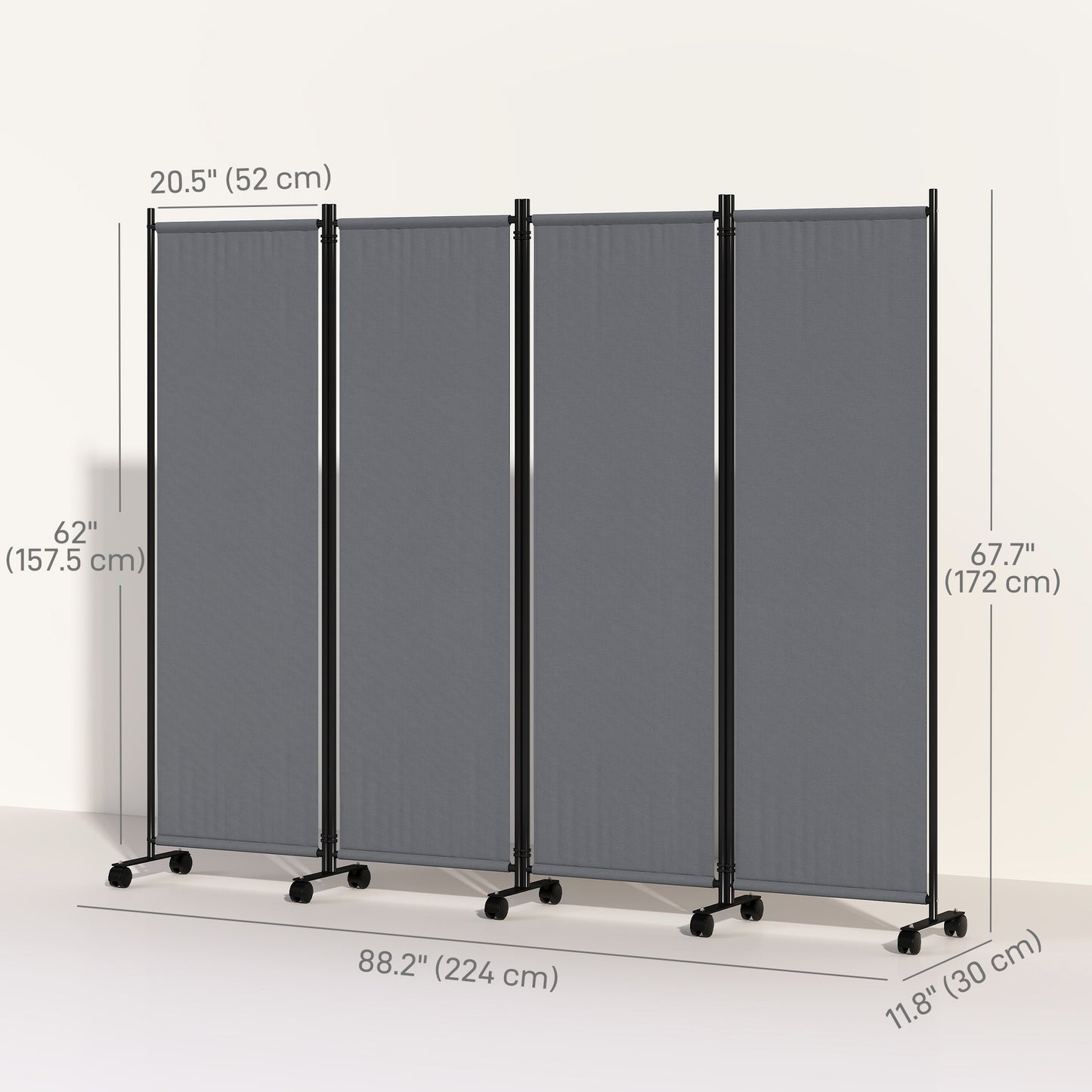Paravent pliant 4 panneaux polyester