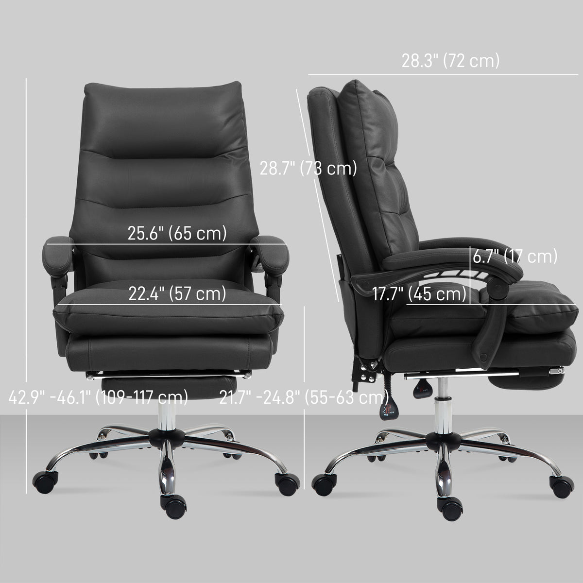 Chaise de bureau massante 6 points avec repose-pieds