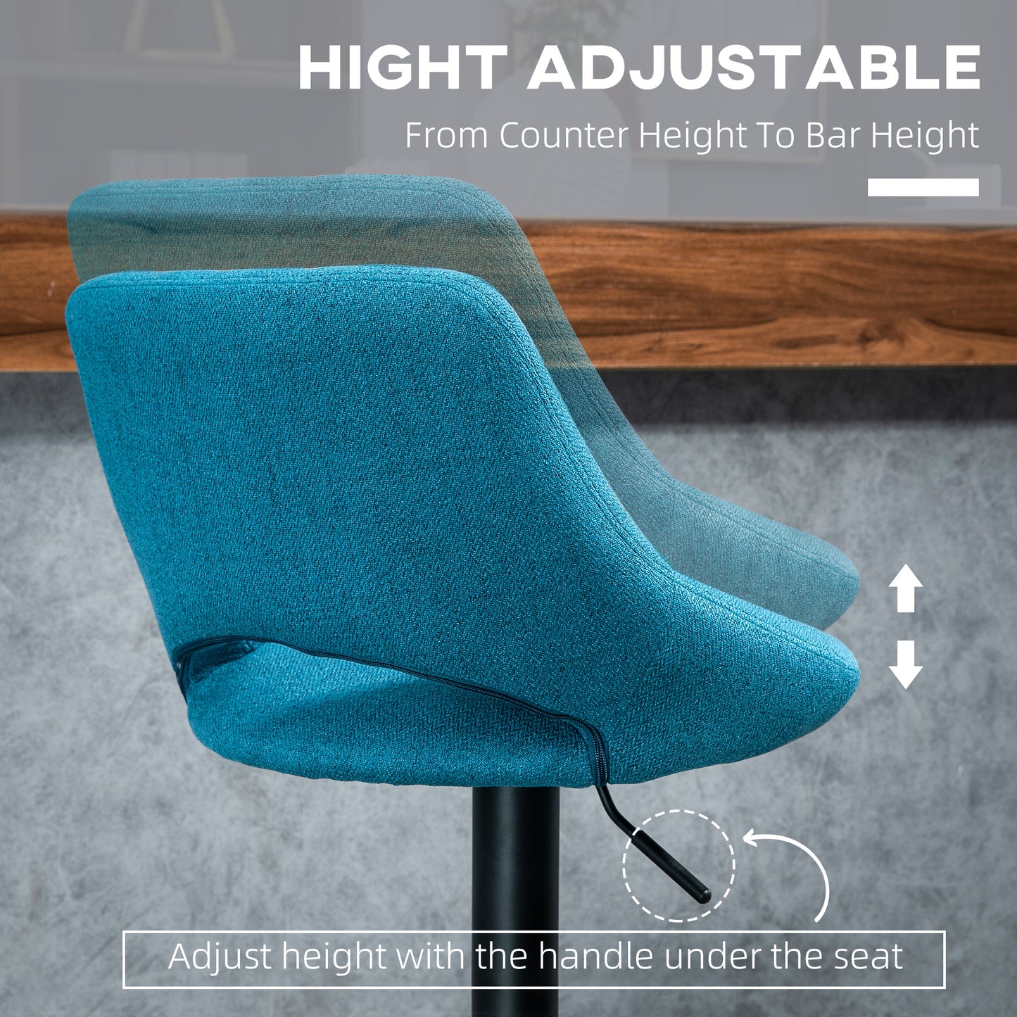 Tabourets de bar pivotants ajustables en lin — Ensemble de 2