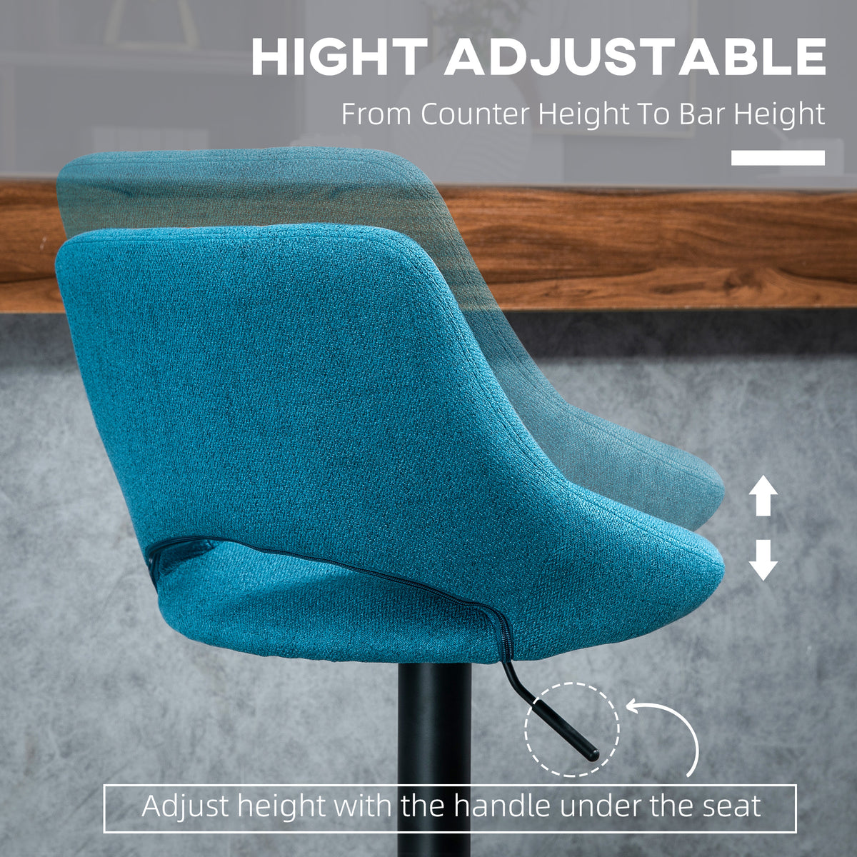 Tabourets de bar pivotants ajustables en lin — Ensemble de 2