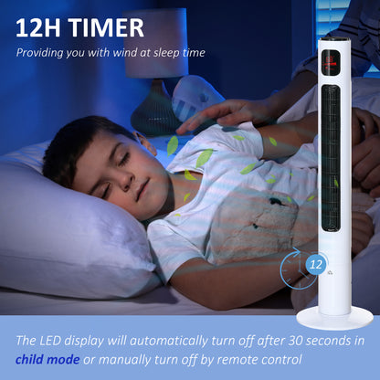 Ventilateur tour oscillant télécommande minuterie 12h