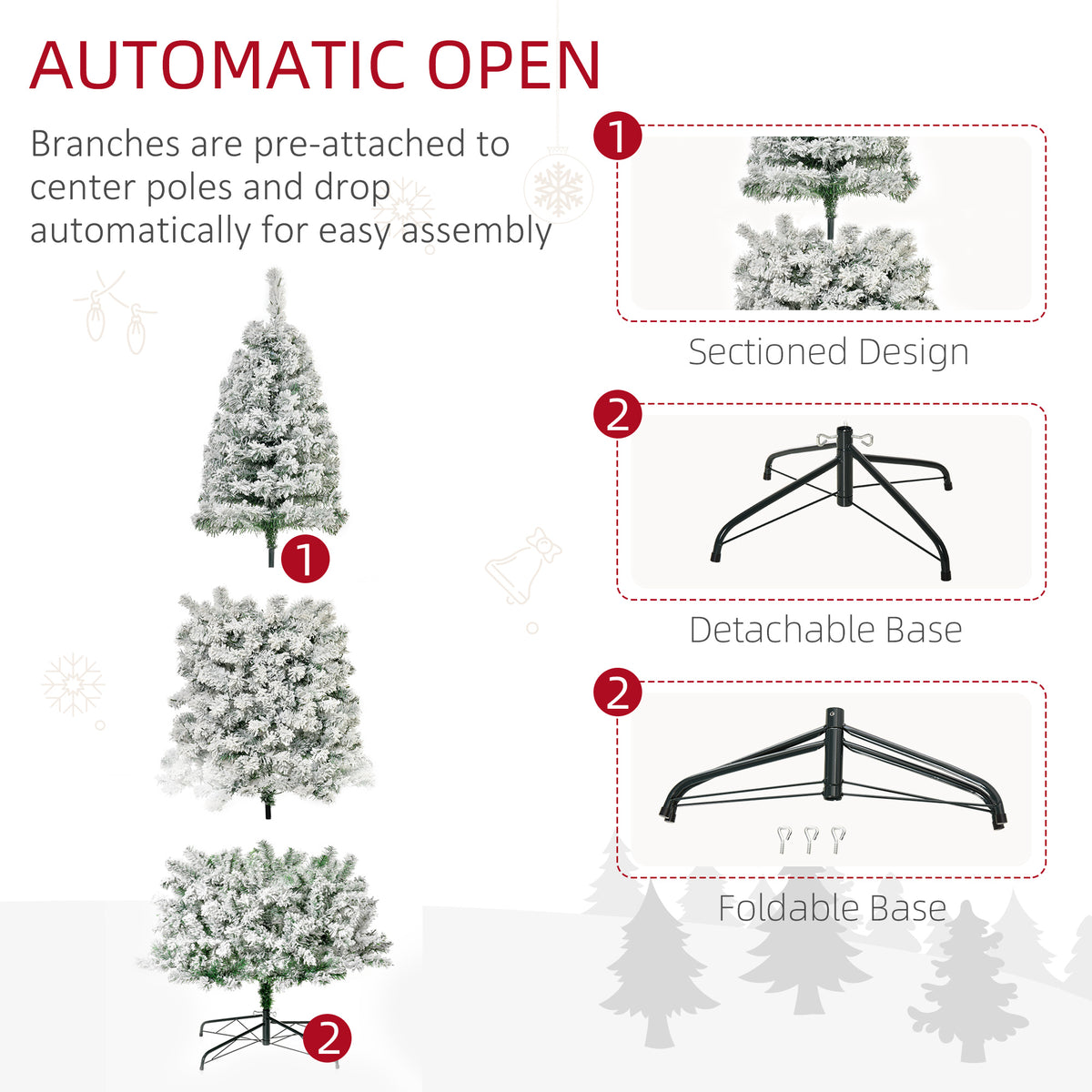 Sapin de Noël artificiel mince enneigé avec lumières DEL