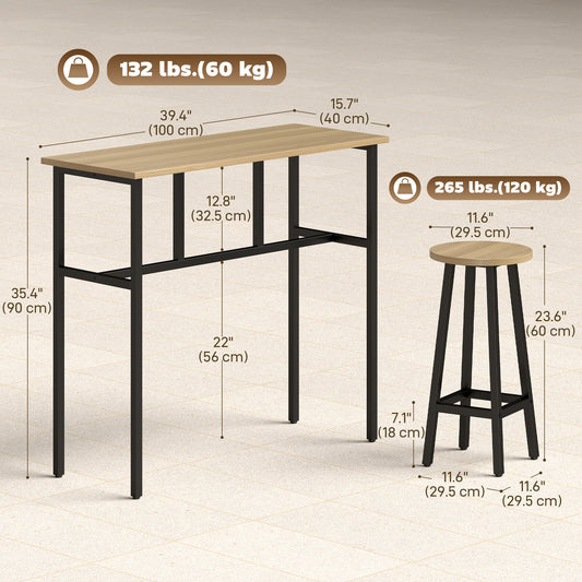 Ensemble bar 6 pièces avec 2 tables et 4 tabourets