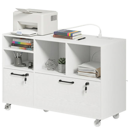 Caisson de bureau mobile à deux tiroirs avec serrure