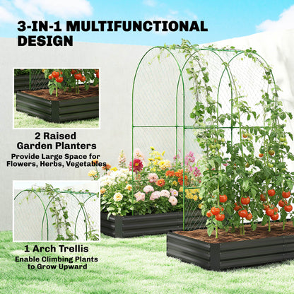 Jardinière surélevée en acier avec treillis en arche