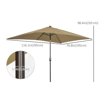 Parasol de patio rectangulaire avec éclairage DEL solaire 195x295cm