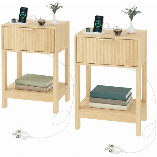 Table de chevet moderne avec tiroir — Lot de 2