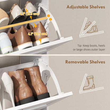 Meuble à chaussures étroit style fermette à 2 tiroirs