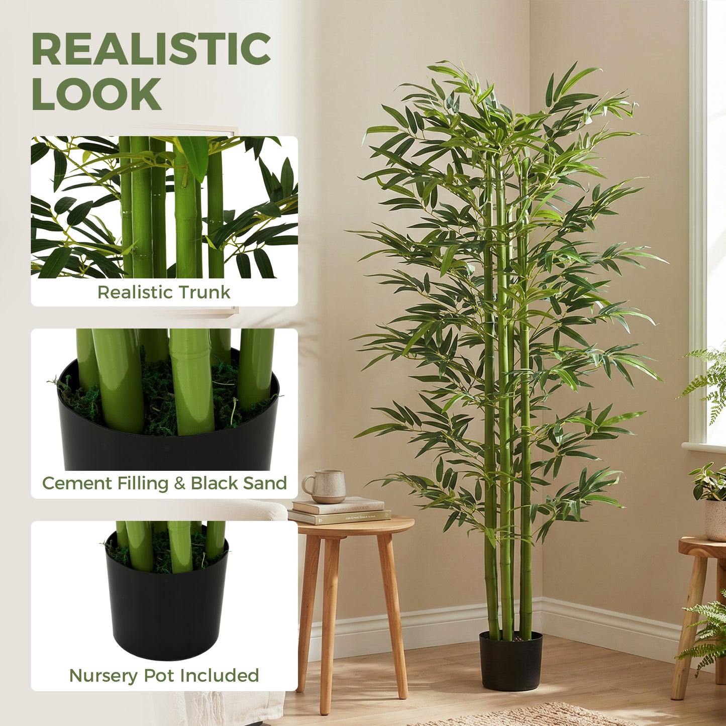 Arbre de bambou artificiel en pot — Vert