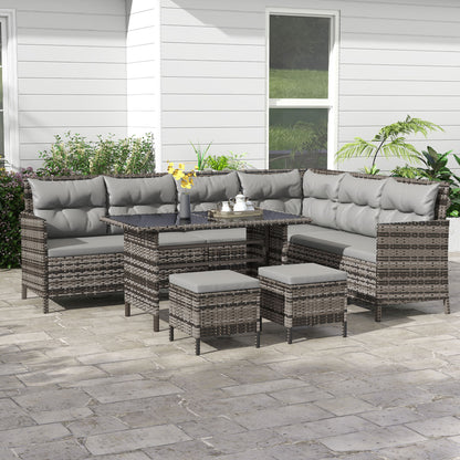 Ensemble de patio sectionnel rotin 6 pièces avec table