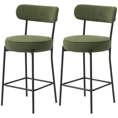 Tabourets de bar rembourrés en velours côtelé — lot de 2