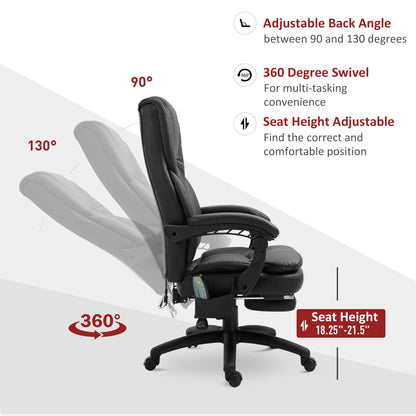 Chaise de bureau massante inclinable avec repose-pieds