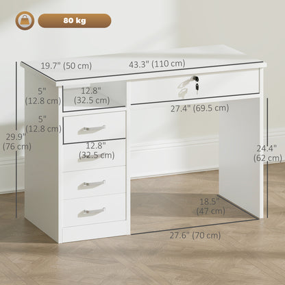 Bureau d'ordinateur de travail avec tiroir verrouillable