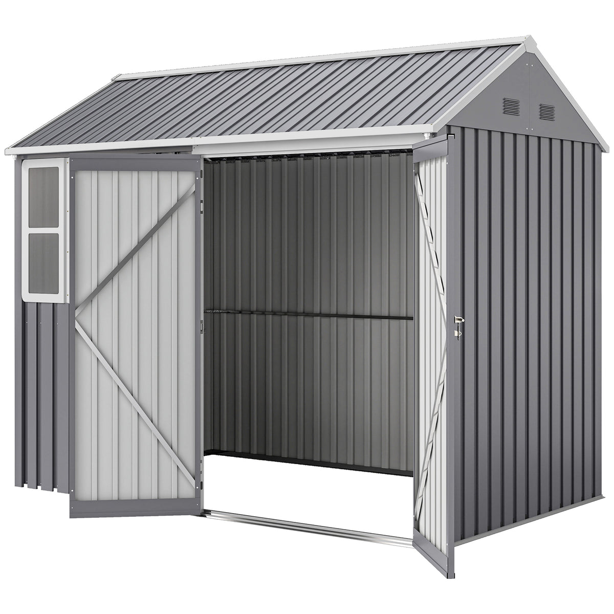 Abri de jardin métallique 2,6 m x 1,7 m — gris