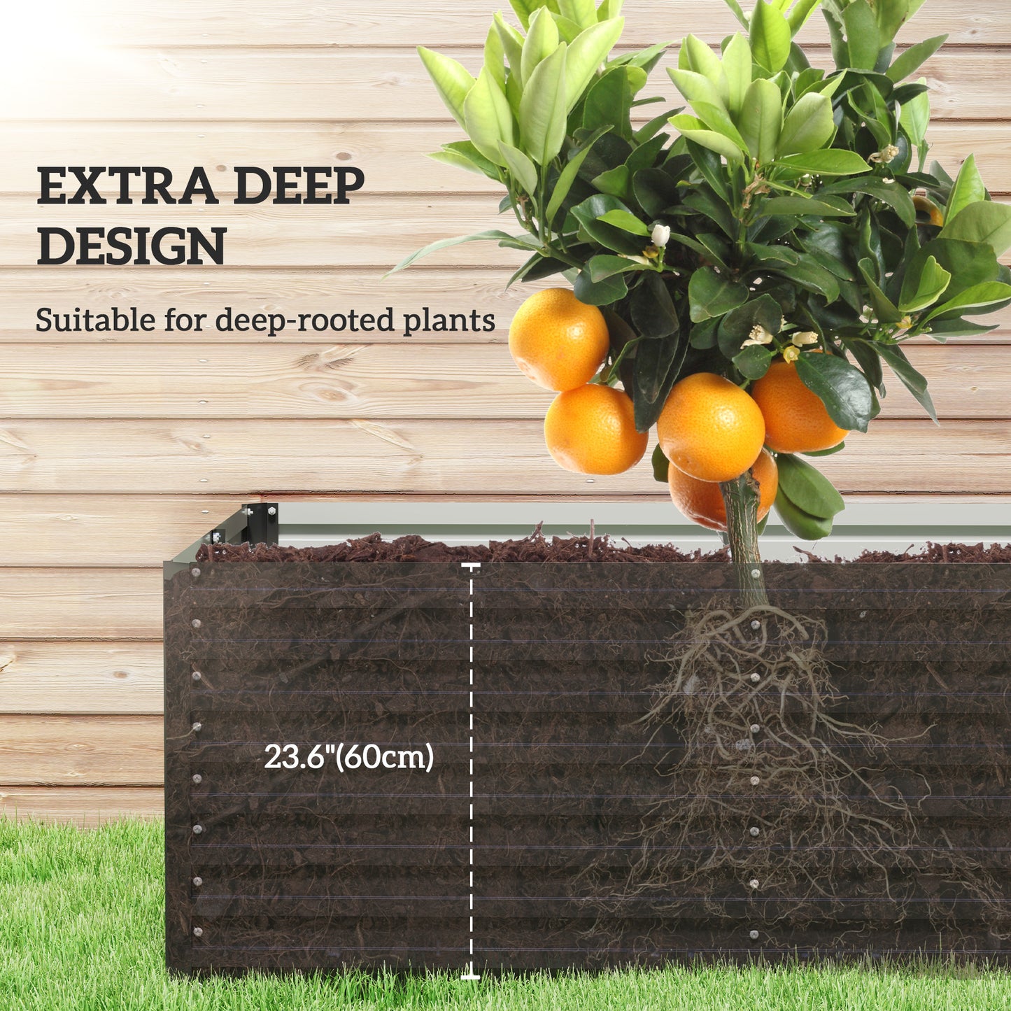 Bac de jardinage surélevé galvanisé extra profond 240x120x60cm