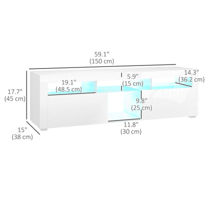 Meuble TV moderne avec lumières LED et rangement