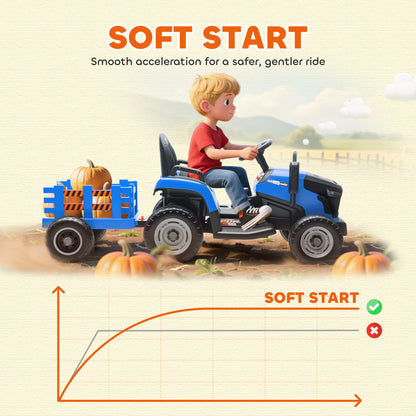 Tracteur électrique enfant 12V avec remorque