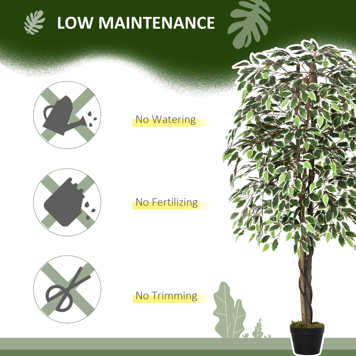 Ficus artificiel réaliste en pot — Vert