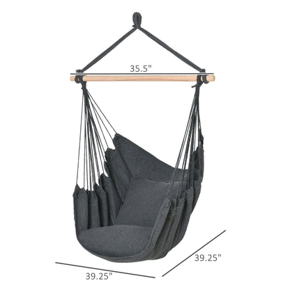 Chaise hamac suspendue en macramé avec 2 coussins