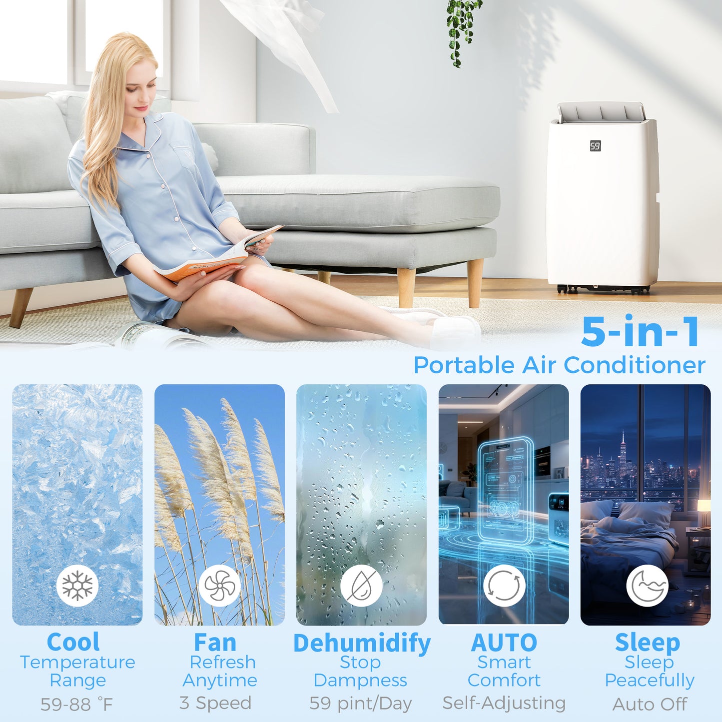Climatiseur portatif 14 000 BTU 5-en-1