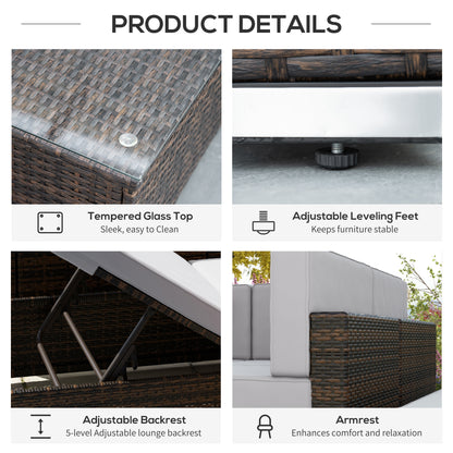 Ensemble patio 9 pièces osier modulaire avec coussins
