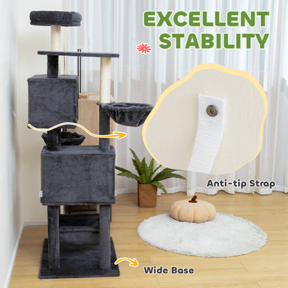 Arbre à chat multi-niveaux 168 cm avec condos et hamacs