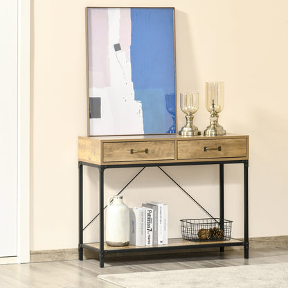 Console vintage avec tiroirs rangement 99 cm