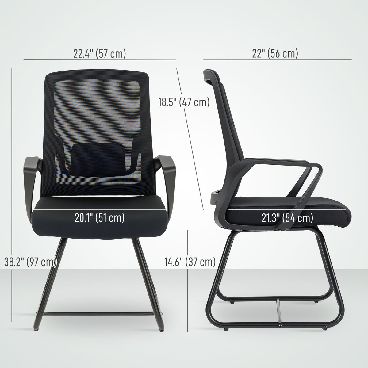 Chaise de bureau sans roulettes support lombaire mesh