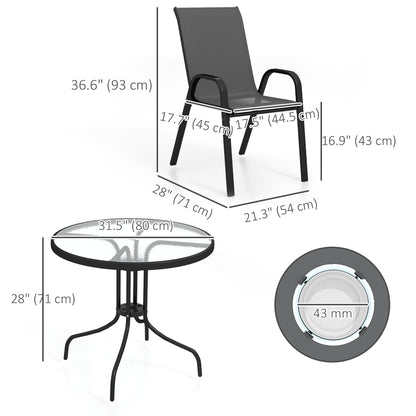 Ensemble de patio cinq pièces table ronde et chaises empilables