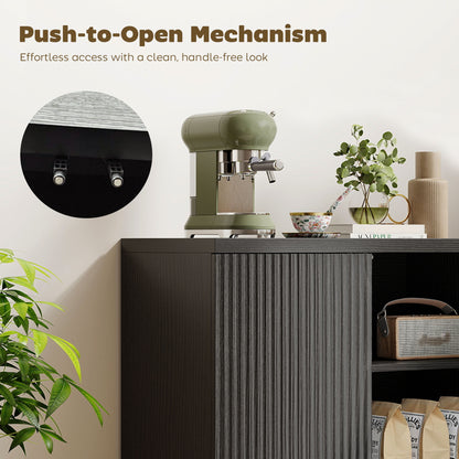 Buffet bahut portes cannelées push-to-open