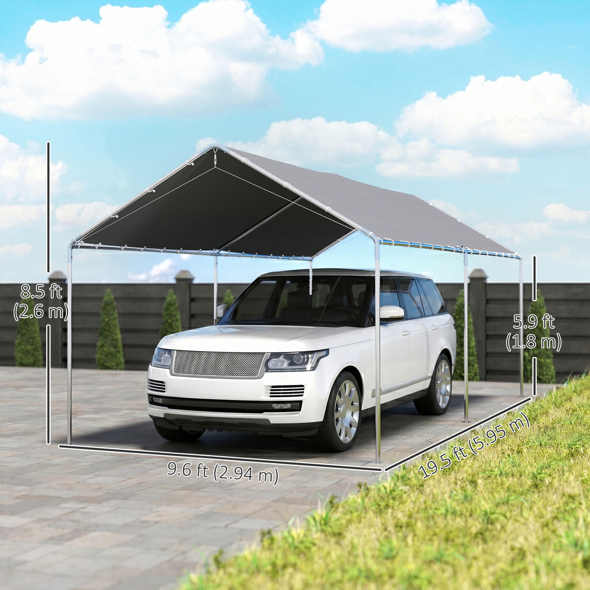 Abri automobile 10' acier galvanisé
