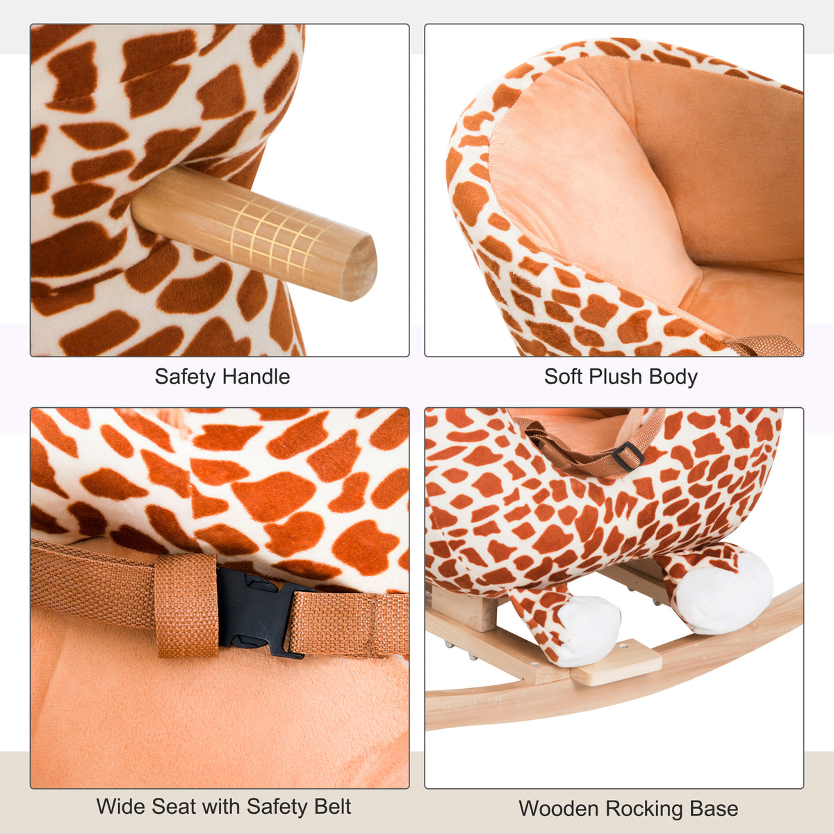 Cheval à bascule pour bébé girafe peluche