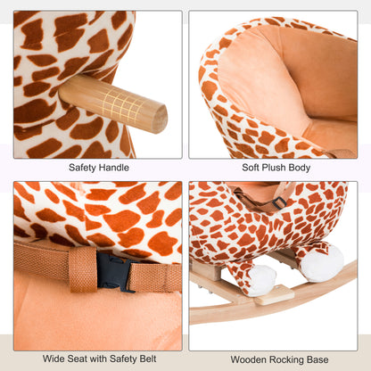 Cheval à bascule pour bébé girafe peluche