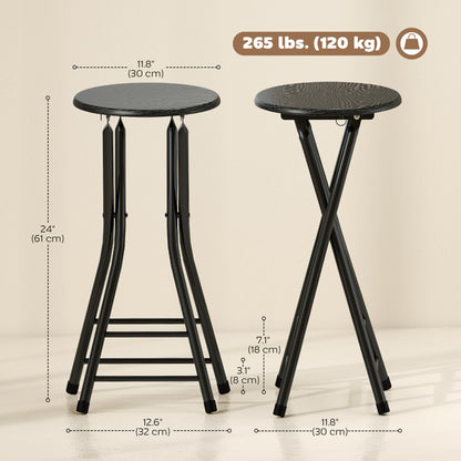 Tabourets de bar pliants avec double repose-pieds