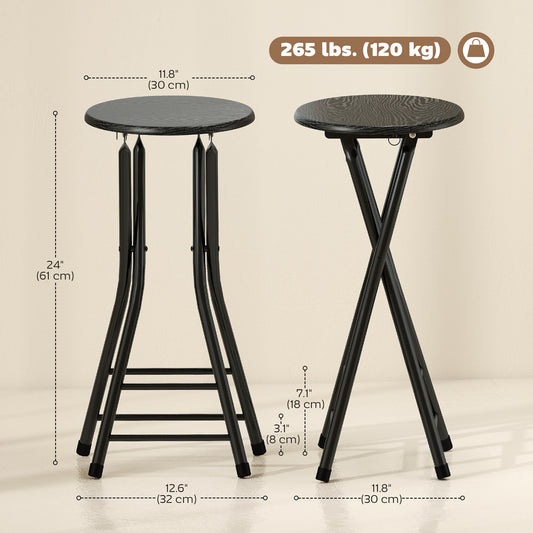 Tabourets de bar pliants avec double repose-pieds