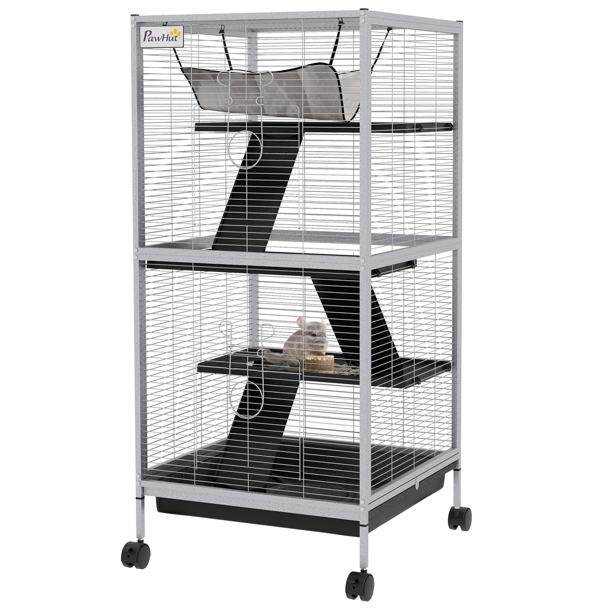 Cage à roulettes pour petits animaux 4 niveaux