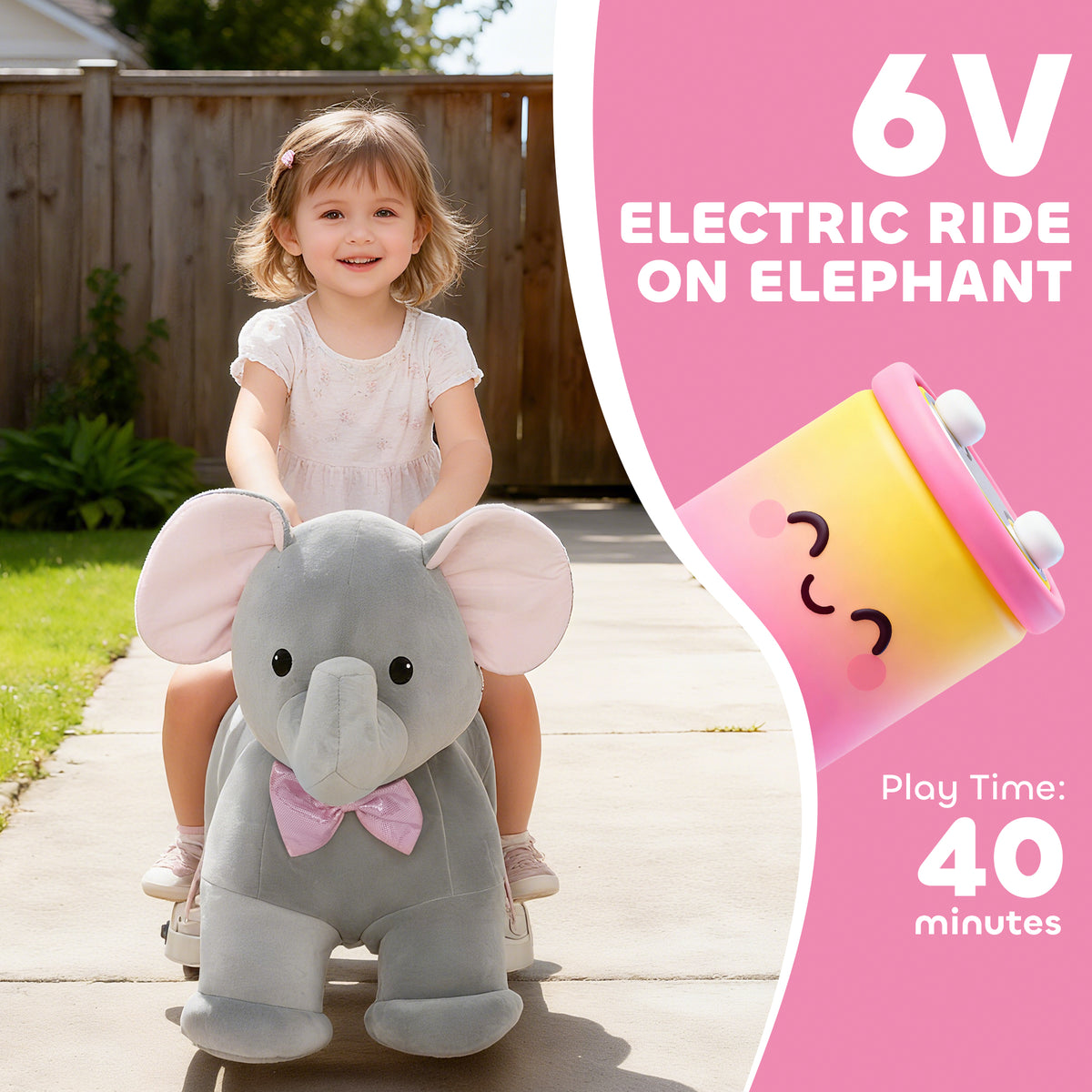 Jouet porteur éléphant électrique pour enfants