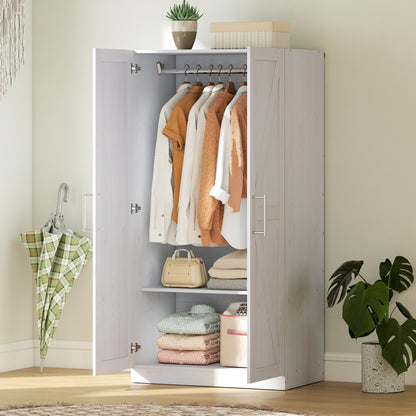 Armoire penderie style fermette 2 portes coulissantes