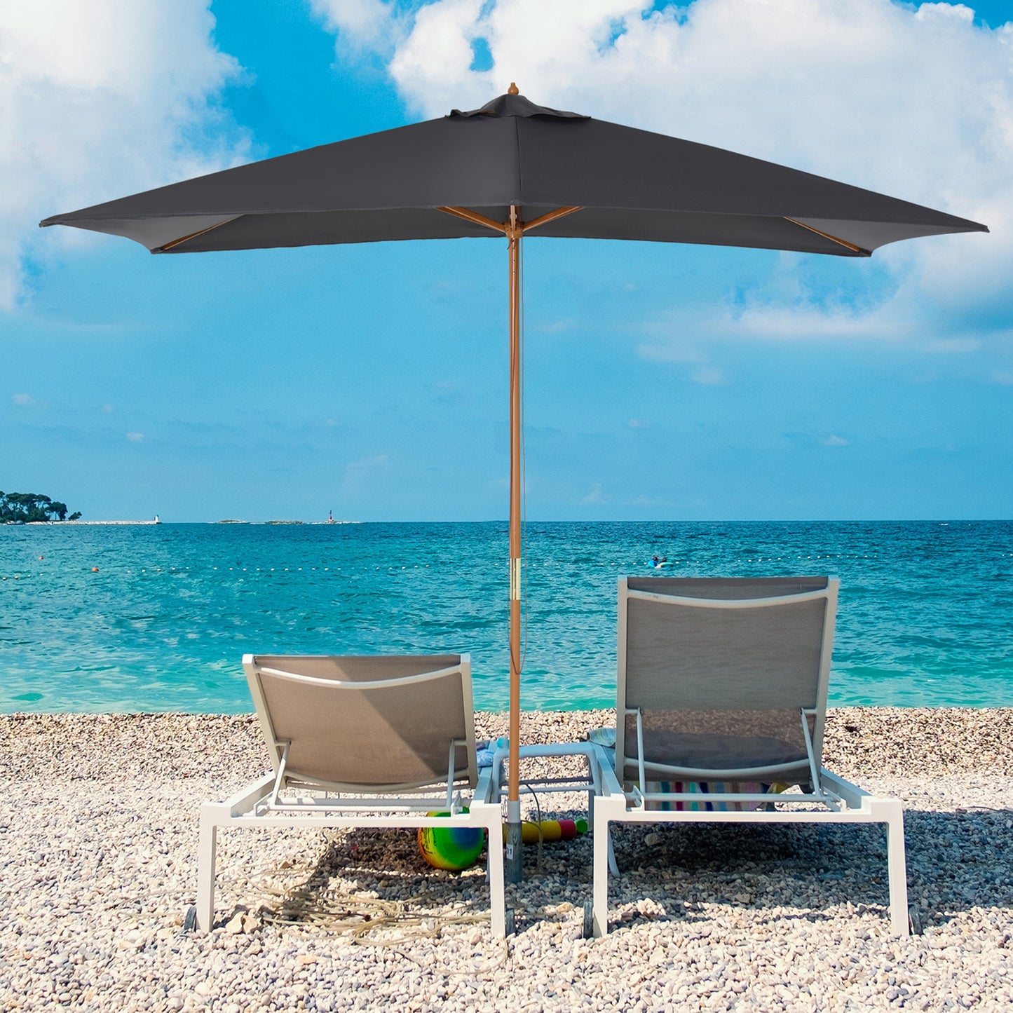 Parasol rectangulaire bambou 213 x 305 cm