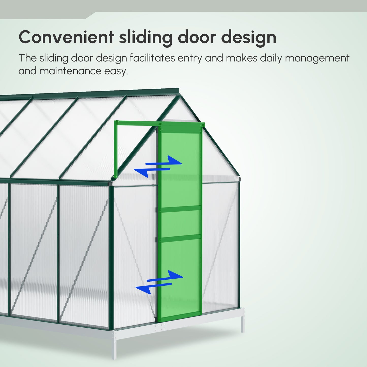  190x375x199cm Charcoal Grey Polycarbonate Greenhouse with Ventilation