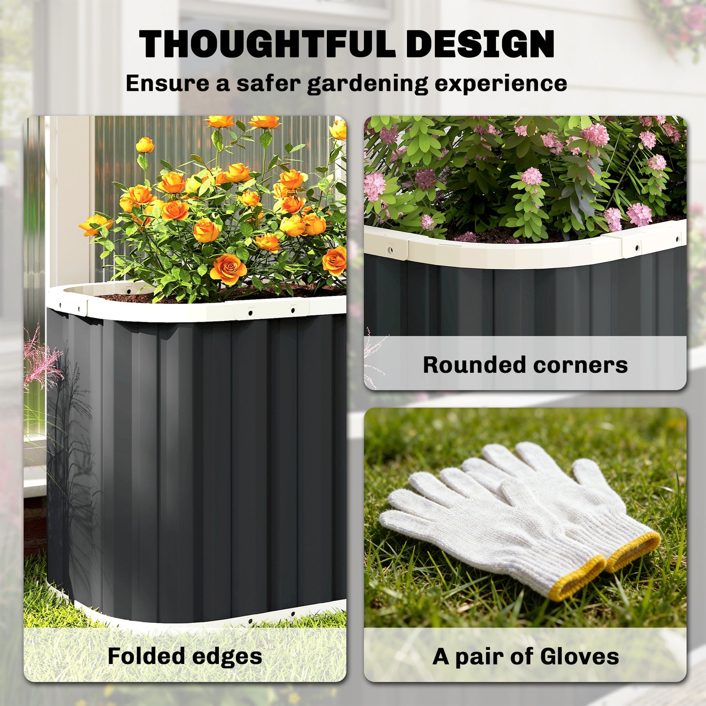 Outsunny 61cm Deep Raised Garden Bed - 220cm Galvanized Steel