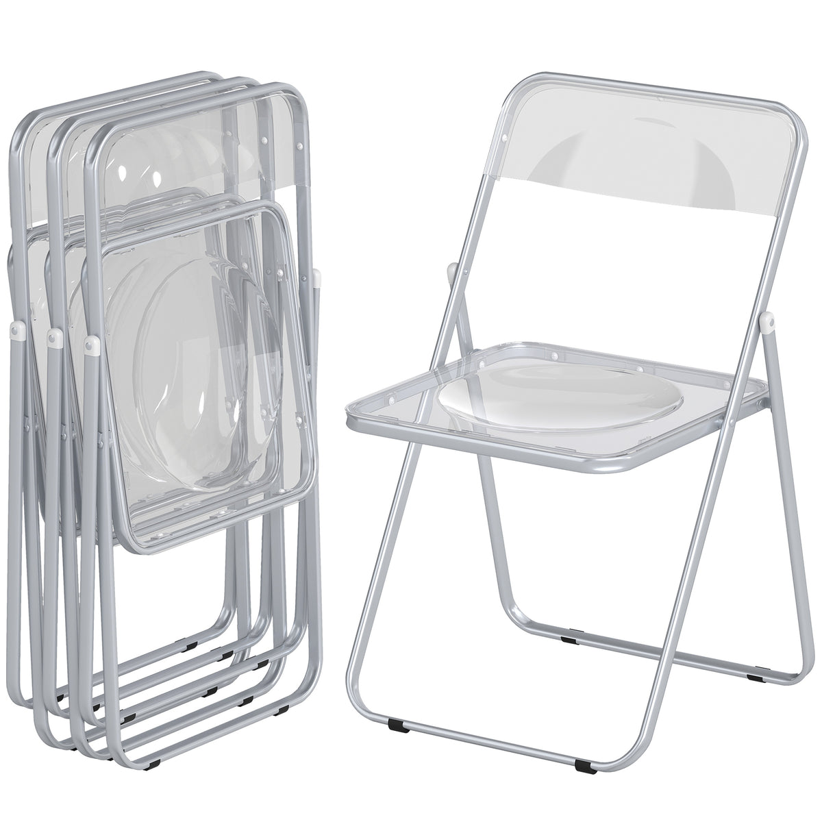 Chaises pliantes acrylique transparentes — Lot de 4