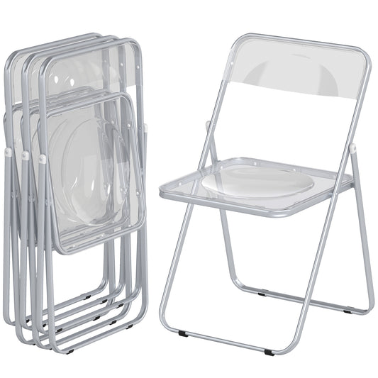 Chaises pliantes acrylique transparentes — Lot de 4